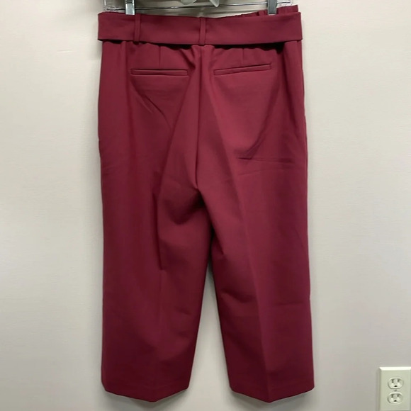 NWOT Talbots Belted Wide Leg Crop Pants Burgundy Wine SP - Picture 4 of 15